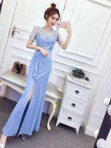 New High-end Spliced Mesh Fish-tail Long Gown
