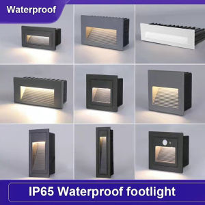 Outdoor Waterproof IP65 footlight Lighting Recessed Wall Lamp LED Embedded Wall Light for Step&Stair Balcony Garden Porch Yard