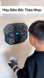 Máy Đấm Bốc Theo Nhạc Máy Tập Đấm Boxing Hỗ Trợ Kết Nối Bluetooth Phát Nhạc Đèn Led Nháy Theo Nhịp Gắn Tường Cho Bé