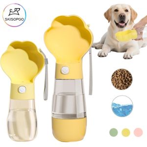 SKISOPGO 2 in 1 Pet Water Bottle Cat Dog Travel Water Bottle with Food Bowl Outdoor Large Capacity Pet Water Cup