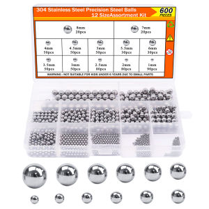 600pcs 12 Size Stainless Steel Precision Steel Balls 1-8mm Metric Bicycle Bearing Balls Assortment Kit Mixing Balls 1-8mm