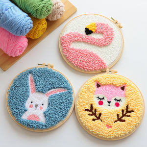 Animal Pattern Hand Embroidery DIY Kit for Children Beginner Needlework Felt Wool Thread Decoration Home Sewing Materials