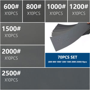 CMCP 70pcs Sandpaper Set Water/Dry Abrasive SandPapers For Wood Metal Polishing Automotive 600/800/1000/1200/1500/2000/2500 Grit