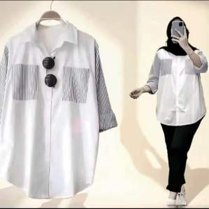 KEMEJA WANITA COMBI TERBARU TRENDY KEKINIAN TERSEDIA SIZE JUMBO