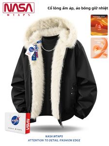 NASA WTAPS | Áo Khoác Nỉ In Hình Đại Bàng Có Cổ Lông