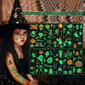 10Pcs/Set ChildrenS Halloween Tattoo Cartoon Night Glow Stickers ChrismasParty Activities Holiday Gatherings Temporary Stickers