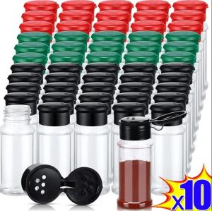【XZxinzhan】10Pcs Transparent Plastic Spice Bottle Kitchen Seasoning Containers Salt Pepper Shaker Jars Barbecue Condiment Bottles Kitchen Gadgets