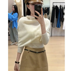 YUEZHONGWEI | Spring Ready Outfit Set White High Neck Sweater Cape Combo
