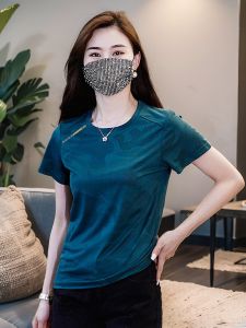 Breathable Summer Sports T-Shirt for Women Mesh Running Shirt Large Size Loose Fit Gym Fitness Top Classic Pattern Polyester Spandex