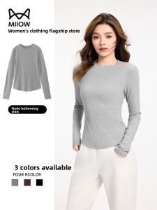 miiow | Slim Fit Long Sleeve Round Neck T-Shirt Womens Summer New Style Casual Versatile Base Shirt Waist Cinching Slimming Effect