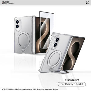 XUNDD For Samsung Galaxy Z Fold 5 6 7 8 Ultra Case Luxury Casing Transparent Cover With Holder Stand With Screen Protector Tempered Glass