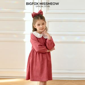 Váy nhung cho bé gái Bigfox Miss Meow phối cổ sen xinh đẹp size đại Đầm thu đông cho bé gái size trẻ em 3-11 tuổi