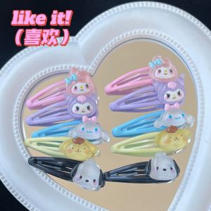 5pcs Sanrio Cute Clip Cartoon Student Girl Bangs Clip High Ponytail Artifact Japanese Hairpin Hair Accessories