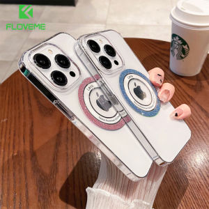 FLOVEME Luxury Glitter Transparent Phone Case For iPhone 14 13 12 Pro Max 14 Plus Magsafe Wireless Charging Transparent Anti-yellowing PC Shockproof Back Cover For iphone 14 13 12