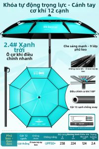 BENNUO | Ô Chống Nắng cho Dã Ngoại và Câu Cá với Tay Nhọn Thu Gọn Mái Che Lớn dày Hơn
