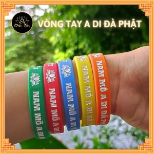 Vòng tay a di đà phật đã gia trì bằng silicon co giãn nhiều màu chữ nam mô a di đà phật