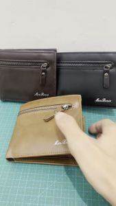 Menbense 8002-1C Dompet Uang Lipat Tebal Pria Wanita Dengan Tempat Koin Bahan Sintetis Lembut Kilat