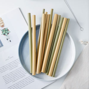 Natural Bamboo Straws Reusable High Temperature Resistant for Bar Juice Drink Mixed Drinks Eco Friendly Hard Straws