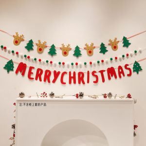 DIY Handmade LED String Light Decorated Merry Christmas Holiday Hanging Home Room Background Pull Flag Banner Christmas Pendant