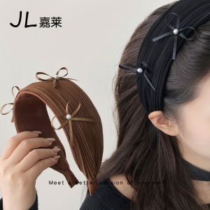 Wide Edge Pearl Hairband French Vintage Black High Hairline Pressing Card New 2025 Fashion Hair Accessories Comfortable Anti-slip