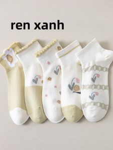 JINGCHI | Vớ Cotton Mùa Xuân/Hè Dễ Thương và Ngọt Ngào Cổ Thấp