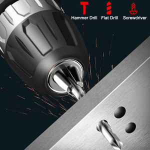 Cordless Impact Drill Electric Screwdriver Power Drill Hammer 27pcs Accessories 2-Speed 588VF