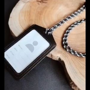 Tali Lanyard Gantungan id Card Adjustable Free Holder Card Leather