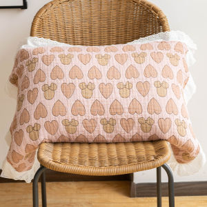Pure Cotton Soft Pillow Towels Breathable Sweat Absorbent Single Person Bedding Accessories Mickey Love Heart Design Home Use
