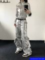 Hip Hop Jazz | Hip Hop Jazz Dance American Style Silver Shiny Leather Jacket And Pants Set. 