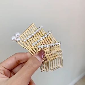 F4 Sirkam Alloy 4cm dengan Aksesoris Mutiara Warna Emas Sirkam Logam Permata Mini Impor CPA001