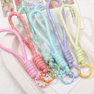 2pcs Colorful Creative Braid Rope Keychain Carabiner Key Ring For Bag Pendant Accessorie Hanging Cord DIY Jewelry Making