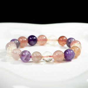 TIMESWIND Natural Original Diverse Crystal Amethyst Strawberry Quartz Yellow Phantom Quartz Women Bracelet Gift with Certificate
