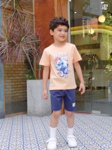 Bộ cộc tay bé trai Hàn Quốc size đại Bigfox Miss Meow mặc hè vải cotton thoáng mát in Tê giác cỡ 3-11 tuổi 30kg 35kg