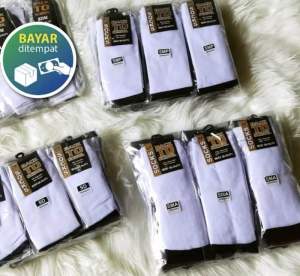 Grosir 12 Pasang Kaos Kaki Sekolah Hitam Putih SD SM SMA