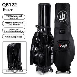 PGM GOLF | Expandable and Waterproof Golf Bag with 4 Wheels Push Design for Airline Travel