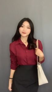 Atasan Kemeja Polos Casual Wanita Korean Style Matt Shakila Twill Nyaman By Azka Collection