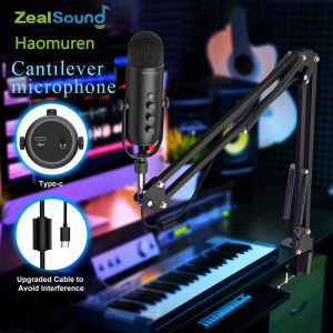 Zealsound Haomuren Podcast Condenser Microphone with Boom Arm Stand USB Gaming Mic for PC Karaoke Streaming Recording Voice Overs K66S