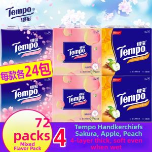 Tempo | Cherry Blossom Apple and Peach Scent Portable Tissues 4 Layers 72 Packs