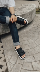 SAOKI - Sandal Slop Pria Wanita Traveling Sendal Casual Slip On Slide Ease Black