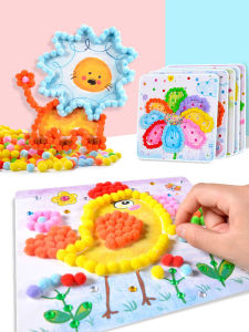 Creative DIY Fuzz Ball Art Kit for Children Diamond Fuzz Stick Toy Materials for Kindergarten Handmade Craft Diamond Fuzz Art