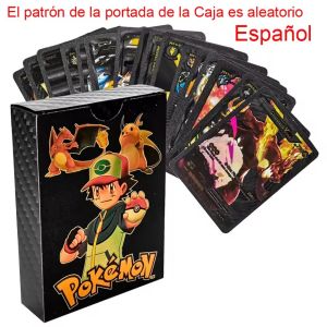 Bandai | New 55PCS Pokémon Cards Vmax GX Gold Foil Flash Box Party Interactive Game English Spanish Funny Game Battle Collection Card
