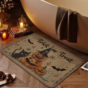 VIKAMA Country-Style Halloween Entryway Mat Durable Non-Slip Rug Rustic Fall Decor for Bathroom Kitchen and Porch