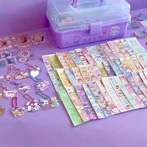 【Spot in seconds】DIY Goo Card Set Three-layer Storage Box Hand Account Cute Sticker Childrens Toy Goo card Goo ca