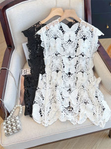 AIYITI | Summer 2025 New Butterfly Lace Shirt Hollow Out Hook Flower Design Sleeveless Top Plus Size Womens Outerwear Cover Up