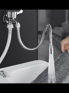 Faucet Extension Hose [Free Tap & Adapter] Stainless Steel Flexible Water Pipe Kitchen Bathroom Extender