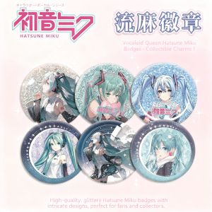 Bandai | Miku Hatsune Anime Acrylic Badge 58mm Double Sided Design Cute Vocaloid Fan Art Collectible Otaku Merchandise New Release Gift