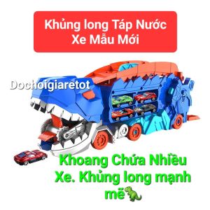 (Mẫu Mới 2024) Xe Biến Dạng Khủng Long Trẻ Em Đồ Chơi Quán Tính Siêu Lớn 4 Xe Hợp Kim Có Thế Chứa Nhiều Xe Cho Bé Yêu