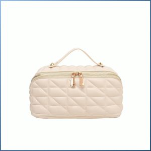 กระเป๋าเครื่องสำอาง Stretch Soft Side Pillow Bag Zipper Zoned Travel Portable Cosmetic Storage Cosmetic Bag