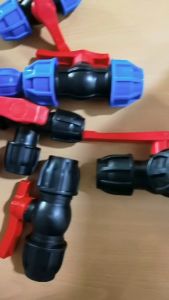 Blue/Black PE Compression Fittings Ballvalve/Tee Ballvalve for PE/PVC/PPR PIPE
