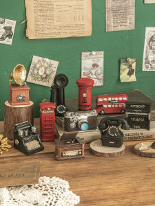 Retro Mini Mini Resin Ornament Creative Retro Vintage Telephone Radio Decoration Model American Table-Top Decoration